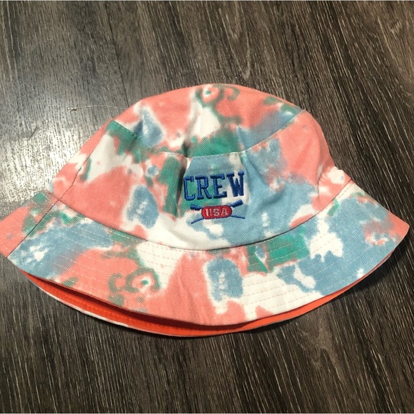 Crew Accessories - Crew USA Tie-Dye Bucket Hat - Pink Blue Green - Reversible Orange Lining - OS